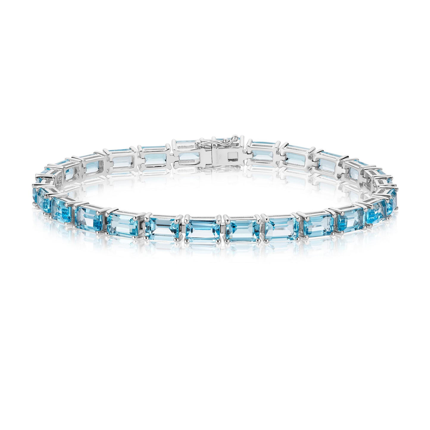 Emerald Cut Blue Topaz Bracelet