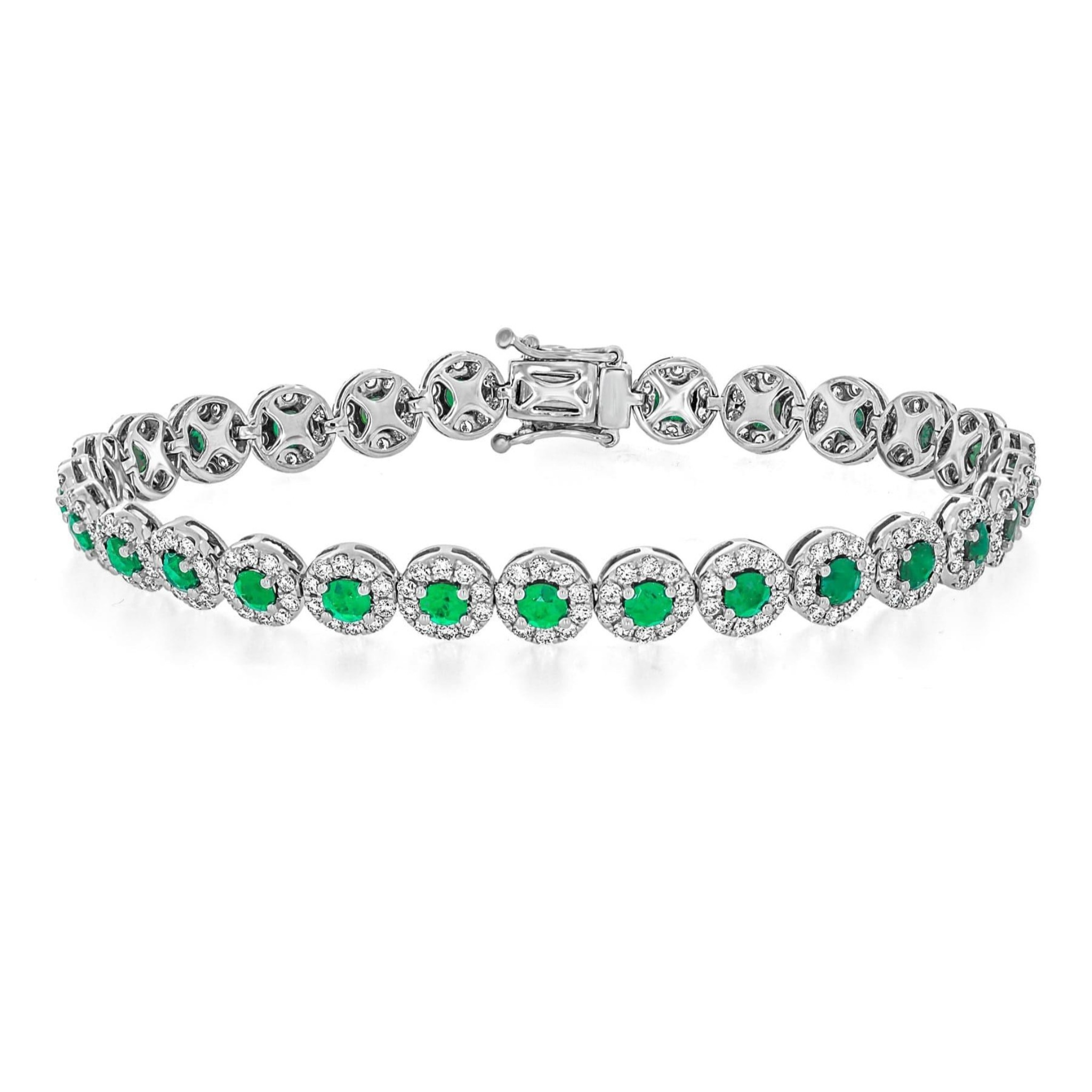Emerald and Diamond Halo Bracelet