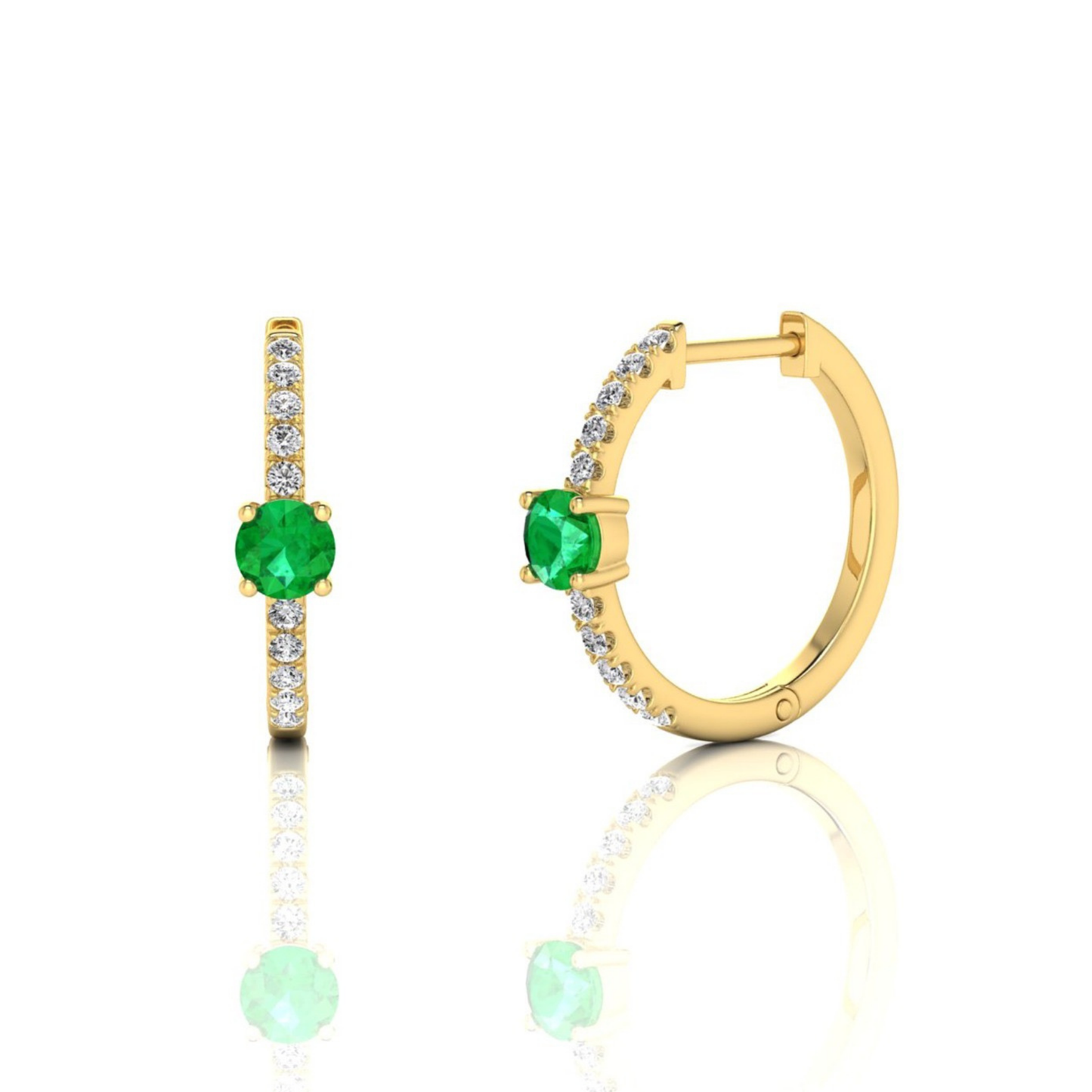 Emerald and Diamond Huggie Earrings