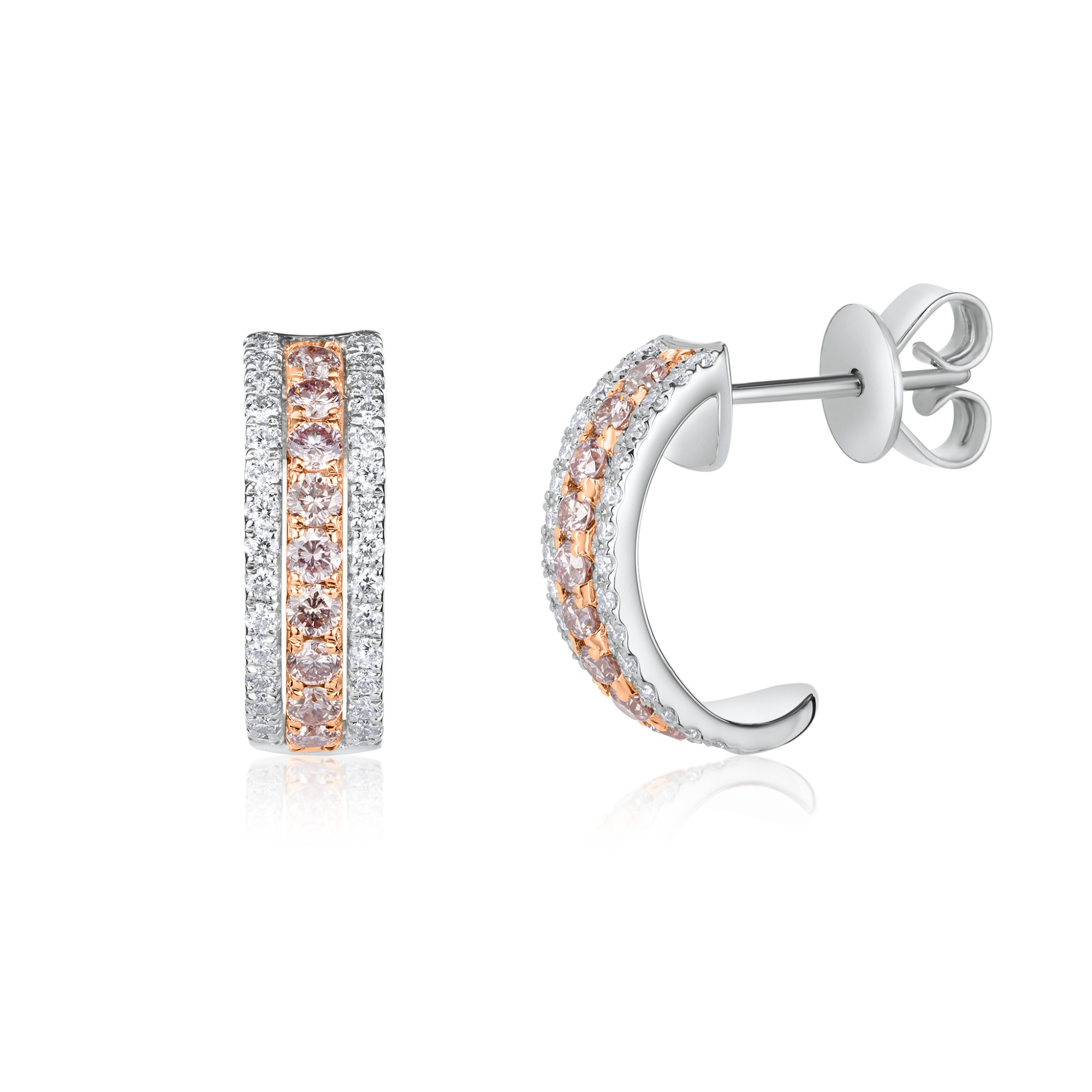 Eminence Pinks Diamond Three Row Stud Earrings