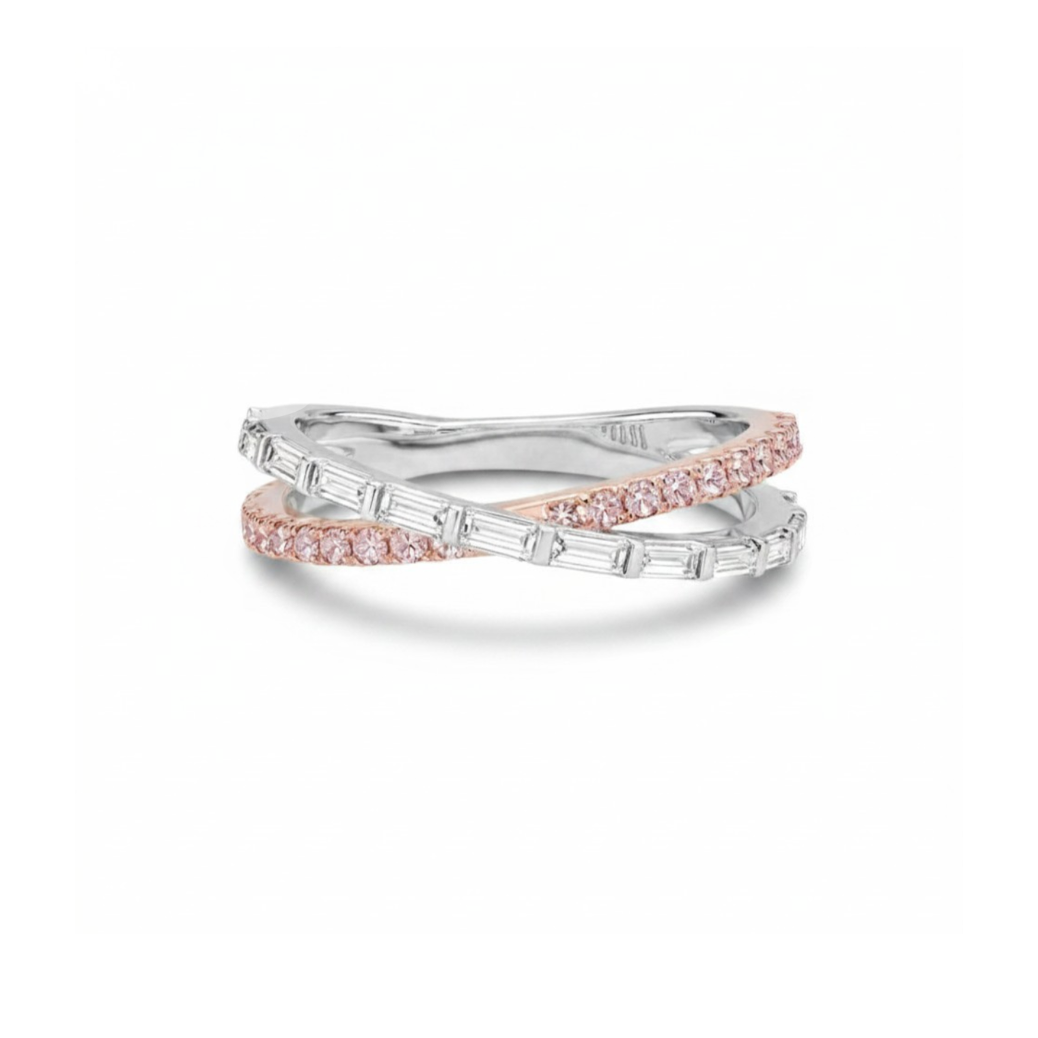 Eminence Pinks Baguette and Round Cross over Ring