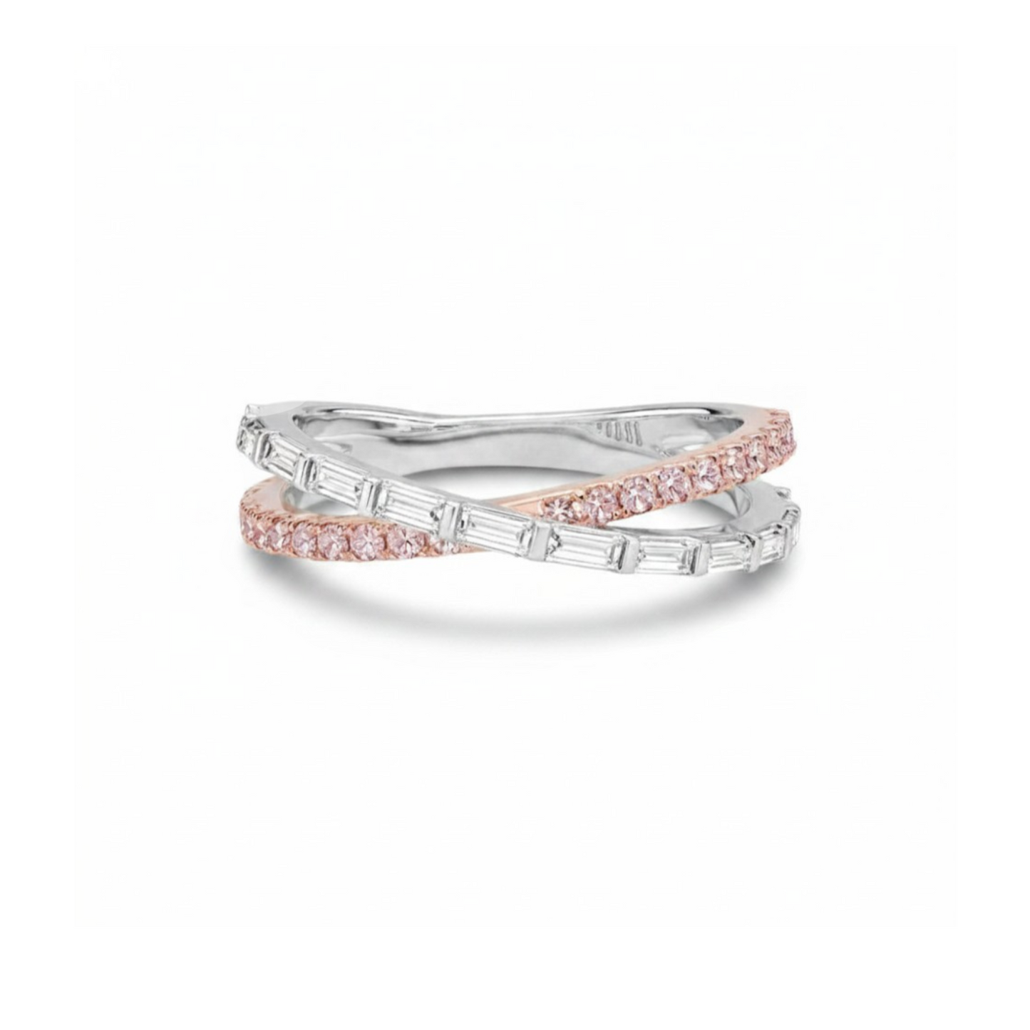 Eminence Pinks Baguette and Round Cross over Ring