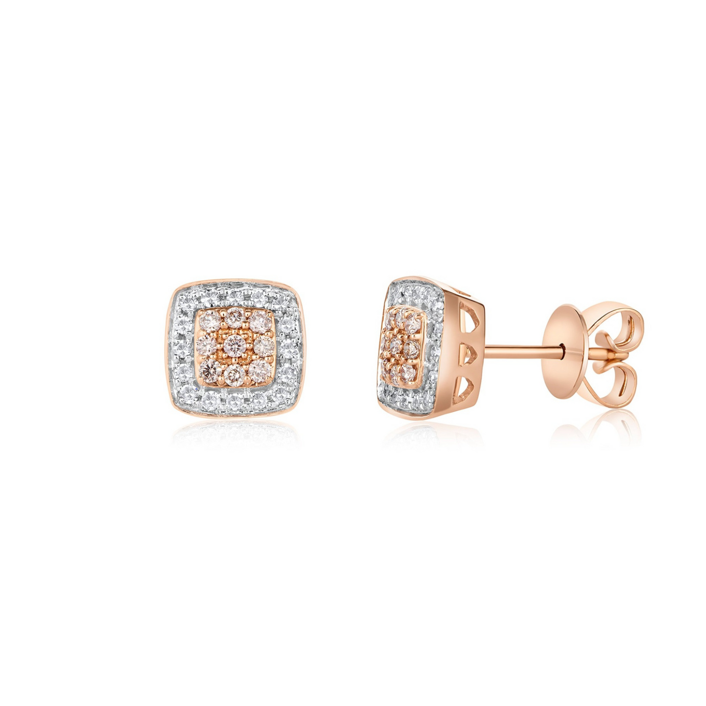 Eminence Pinks Diamond Large Square Stud Earrings