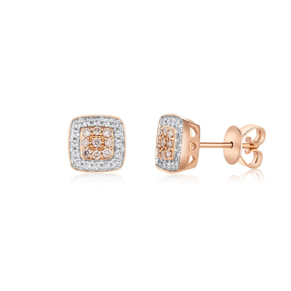 Eminence Pinks Diamond Large Square Stud Earrings