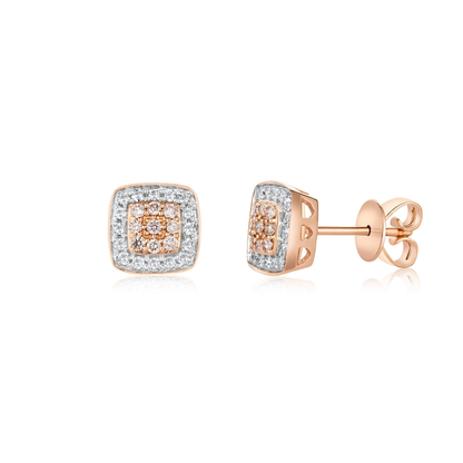 Eminence Pinks Diamond Large Square Stud Earrings