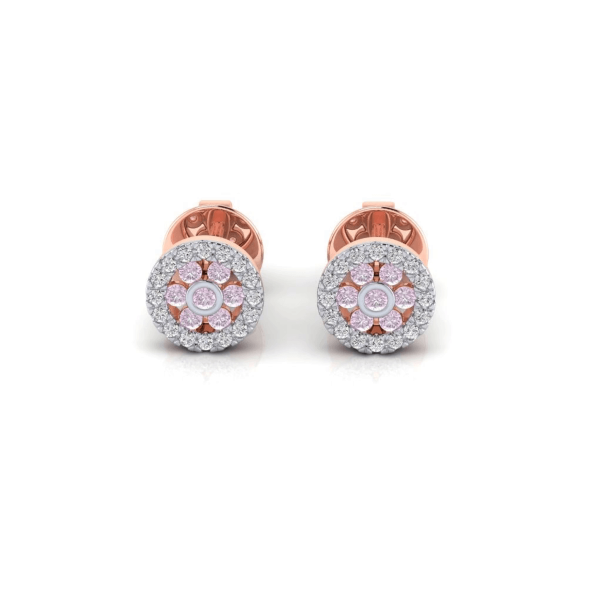 Eminence Pinks Diamond Halo Earrings