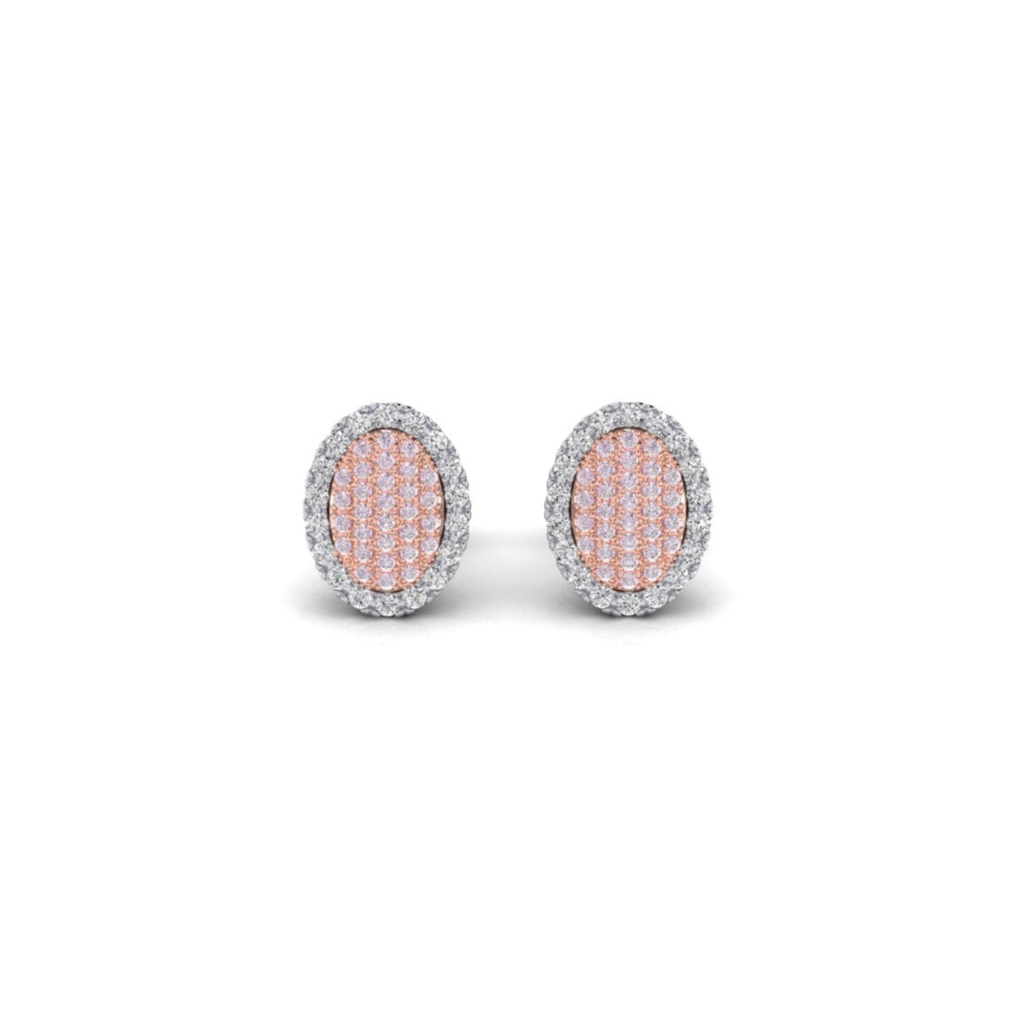 Eminence Pinks Oval Pave Stud Earrings