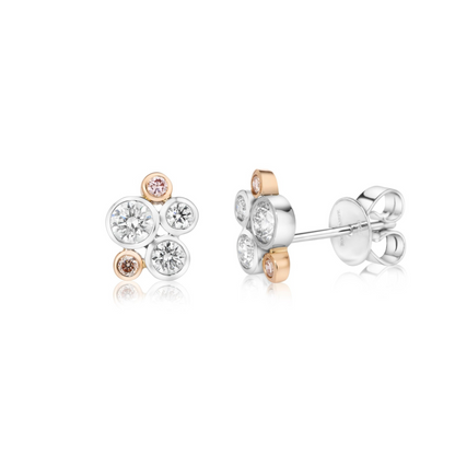 Eminence Pinks Diamond Bezel Earrings