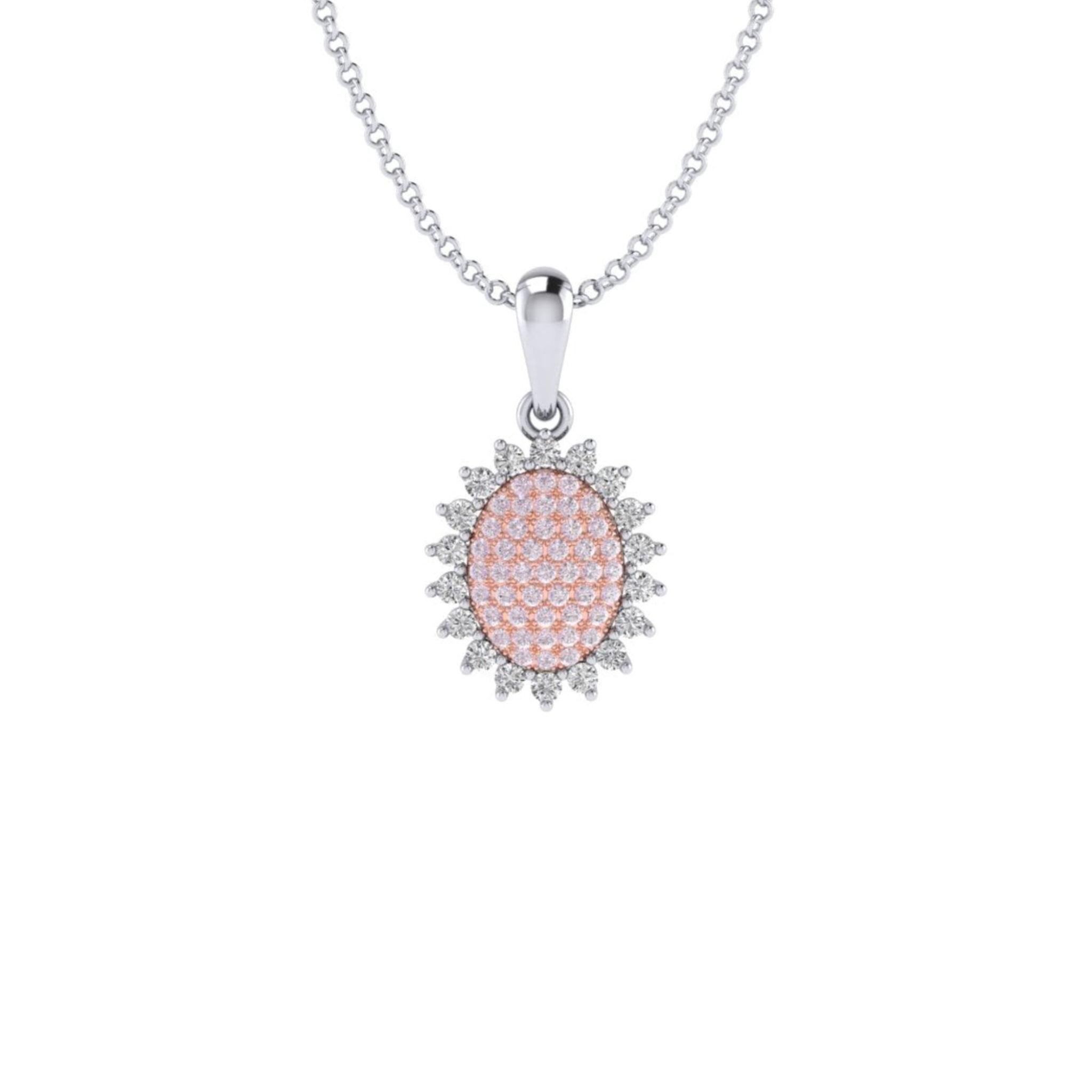 Eminence Pinks Diamond Sunflower Oval Pave Pendant