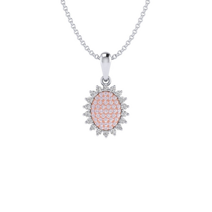 Eminence Pinks Diamond Sunflower Oval Pave Pendant
