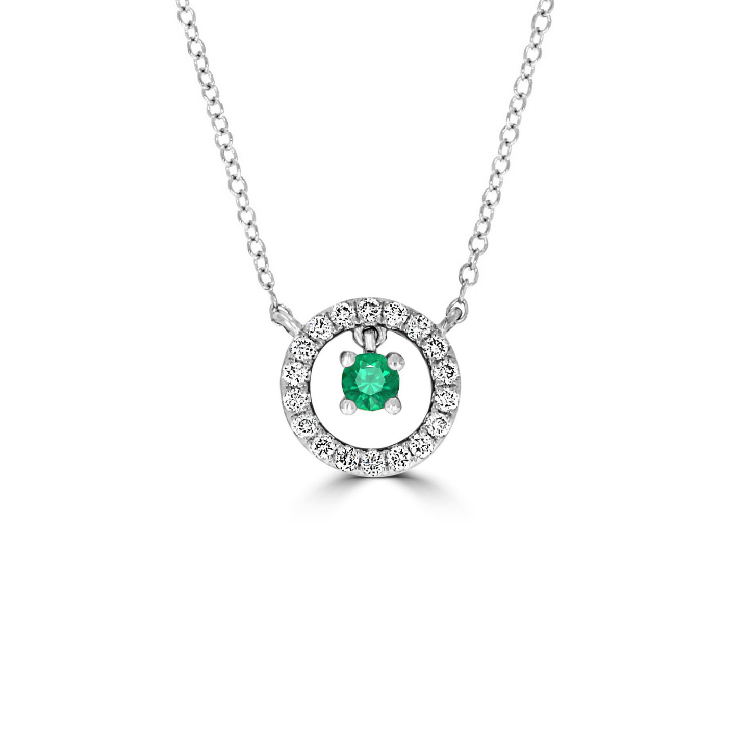 Floating Halo Emerald and Diamond Pendant