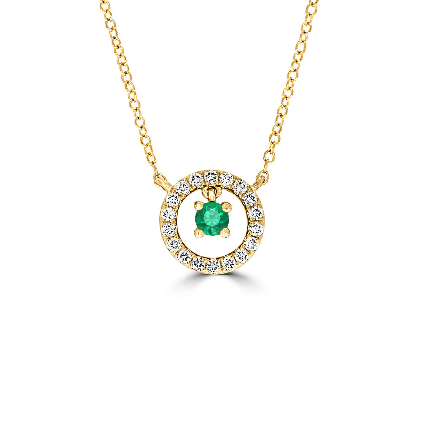 Floating Halo Emerald and Diamond Pendant