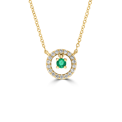 Floating Halo Emerald and Diamond Pendant