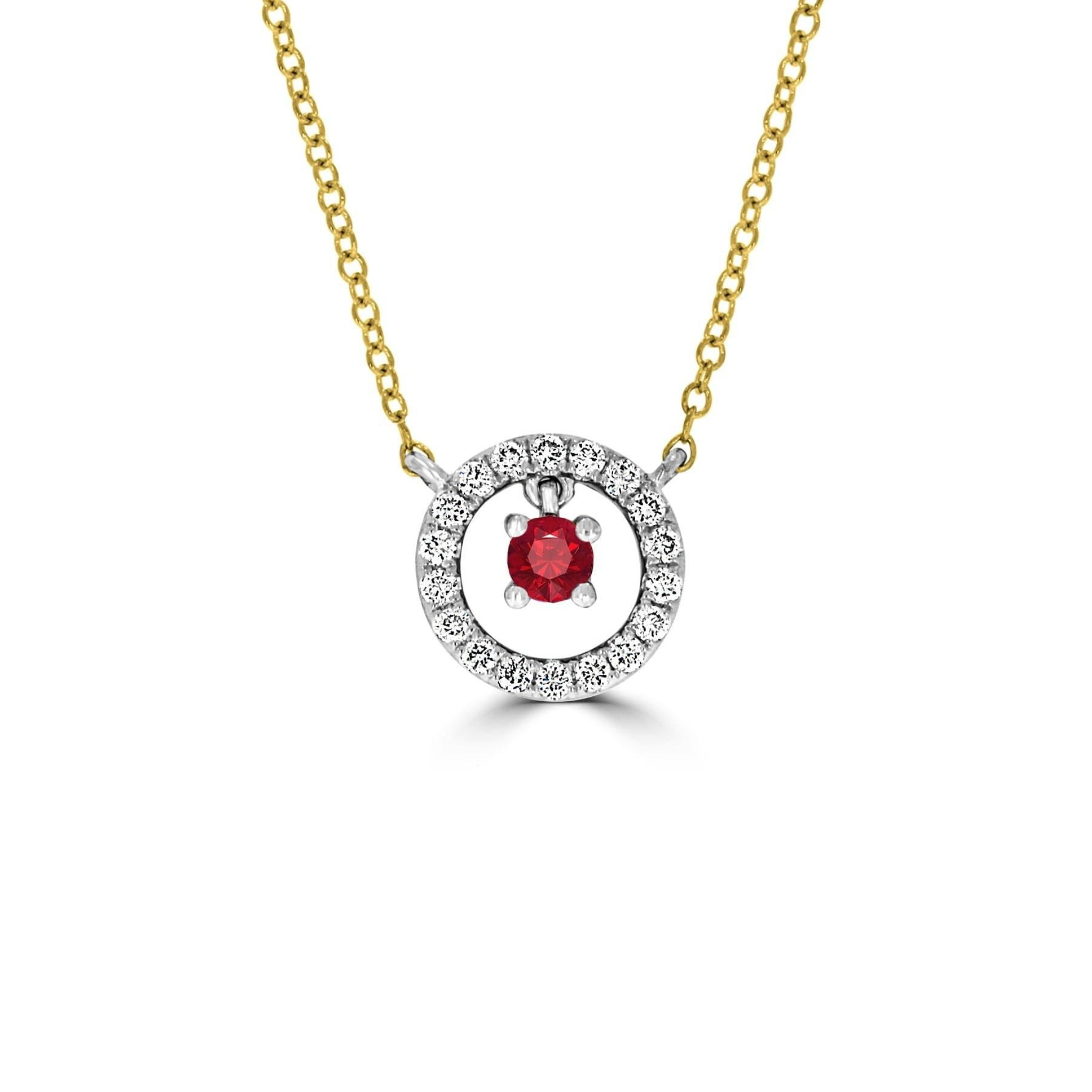Floating Halo Ruby and Diamond Pendant