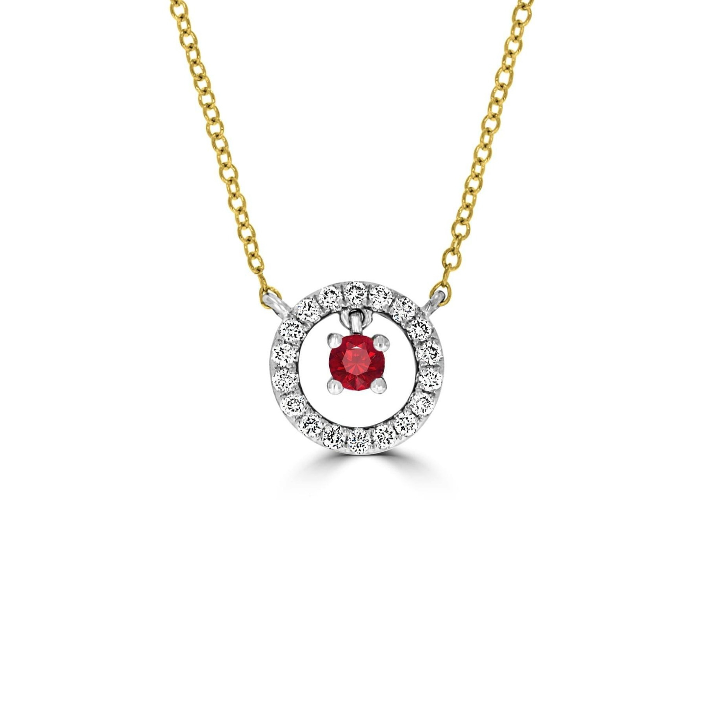 Floating Halo Ruby and Diamond Pendant