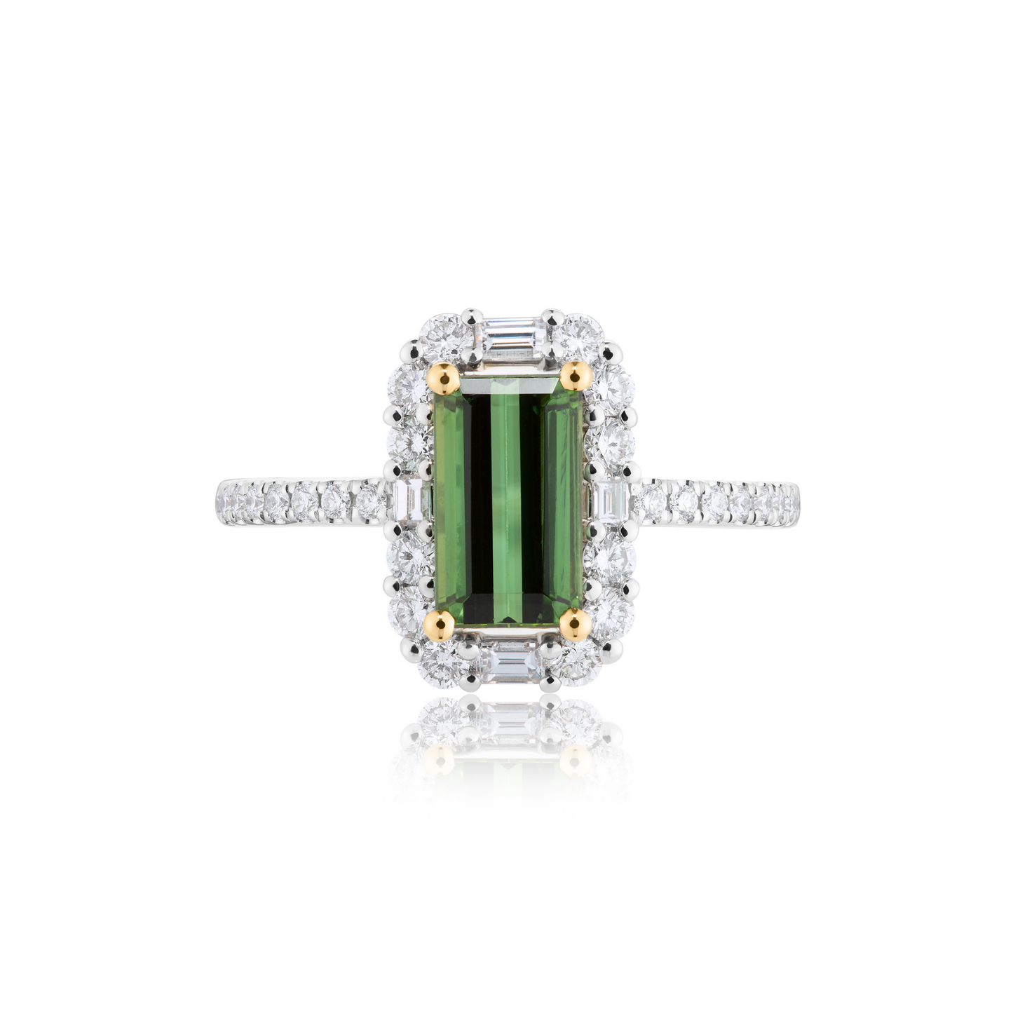 1.56ct Green Tourmaline & Diamond Halo Ring