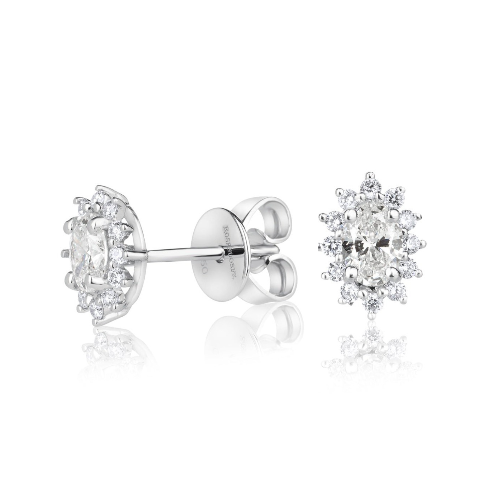 Halo Oval Stud Earrings