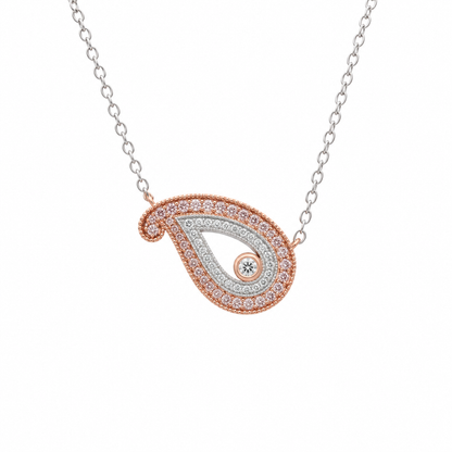 Paisley Pink Diamond Necklace | 18ct White & Rose Gold, Adjustable