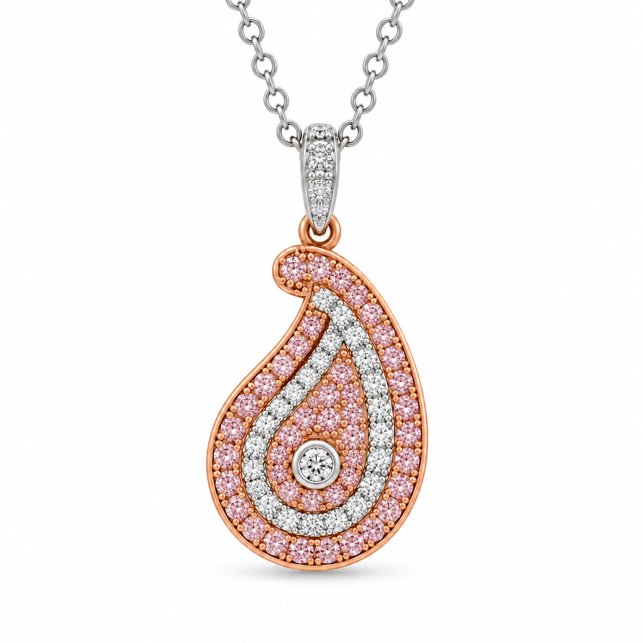 Paisley Pink Diamond Pendant Necklace | 18ct Rose & White Gold