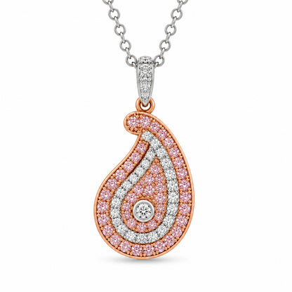 Paisley Pink Diamond Pendant Necklace | 18ct Rose & White Gold