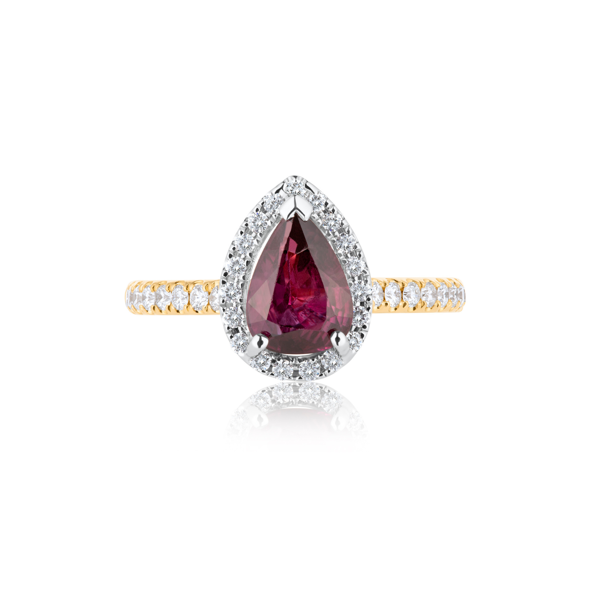 Pear Halo Ruby & Diamond Ring