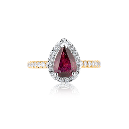 Pear Halo Ruby & Diamond Ring