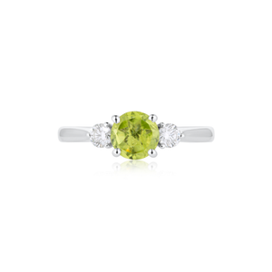 Peridot and Diamond Trilogy Ring
