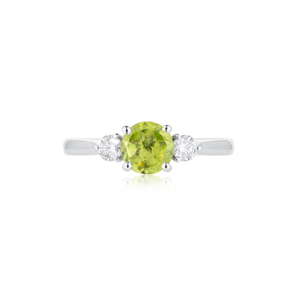 Peridot and Diamond Trilogy Ring