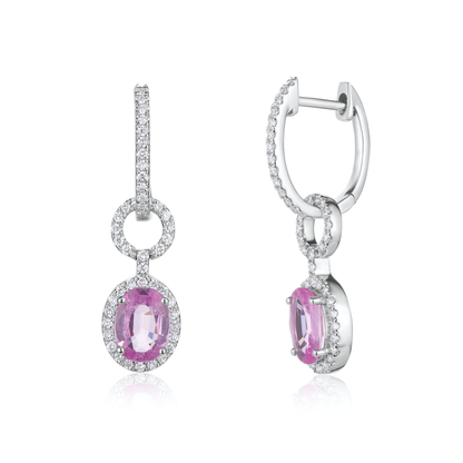 Pink Sapphire & Diamond Floating Drops