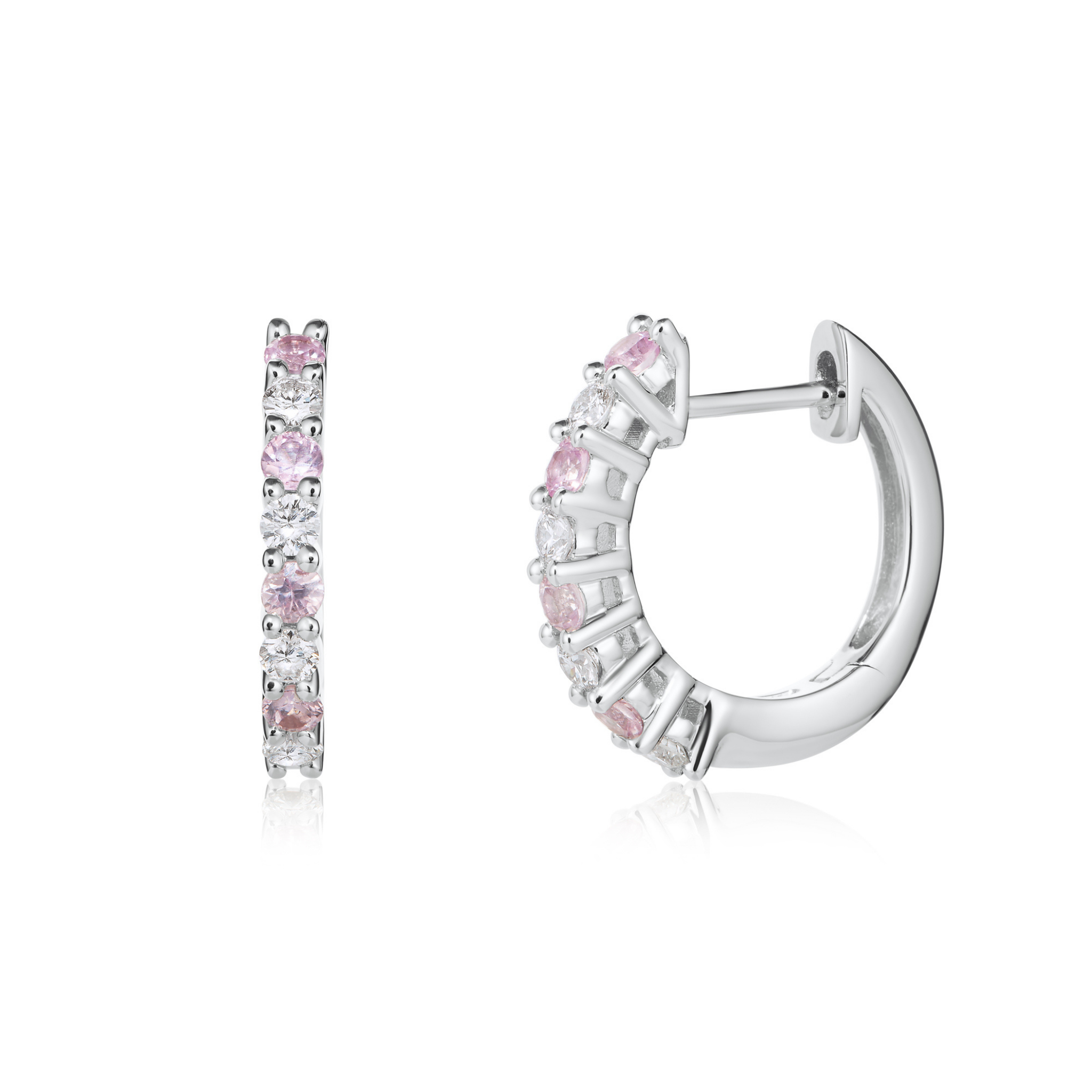 Pink Sapphire and Diamond Huggie Earrings