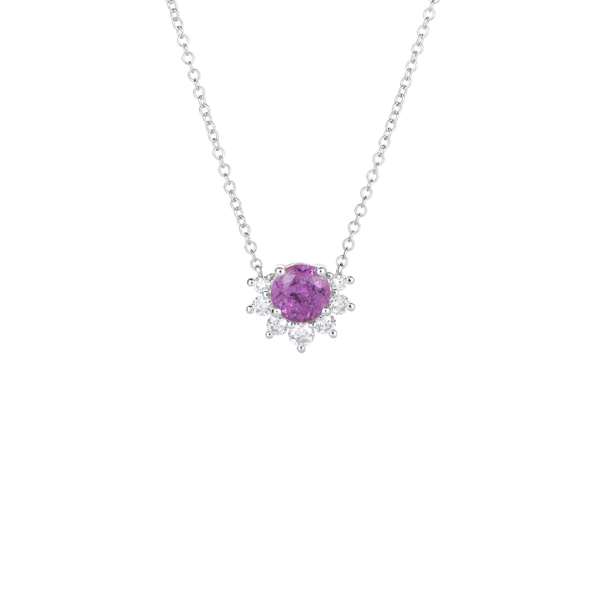 Pink Sapphire and Diamond Pendant