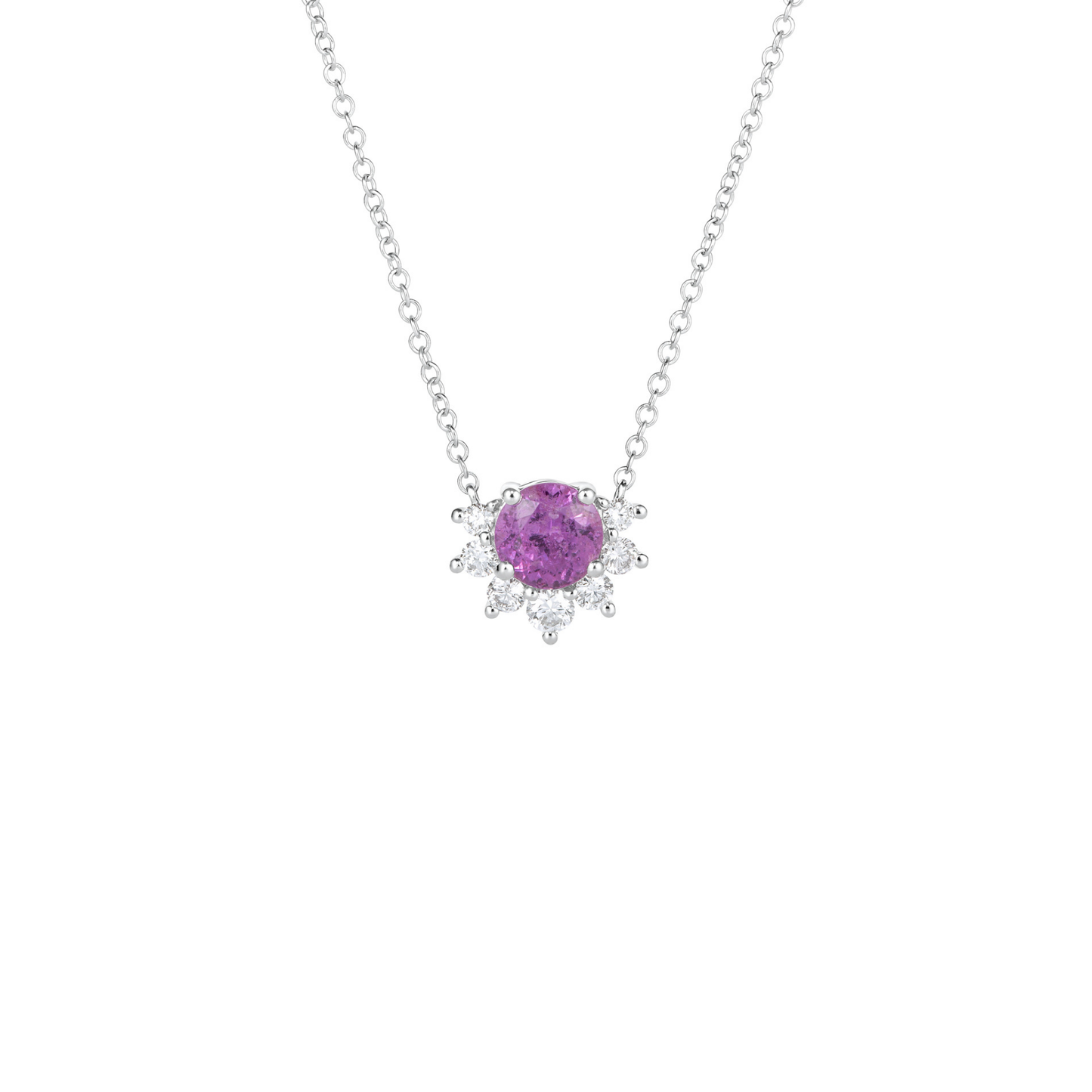 Pink Sapphire and Diamond Pendant
