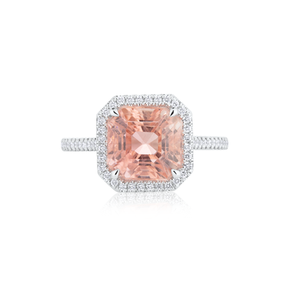 Pink Tourmaline & Diamond Halo Ring