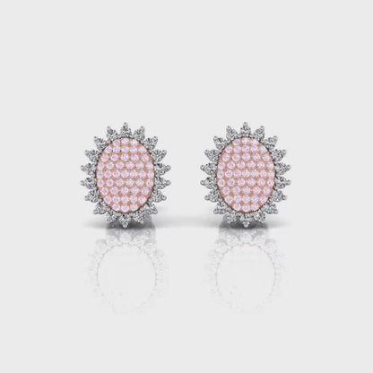 Eminence Pinks Sunflower Oval Pave Earrings