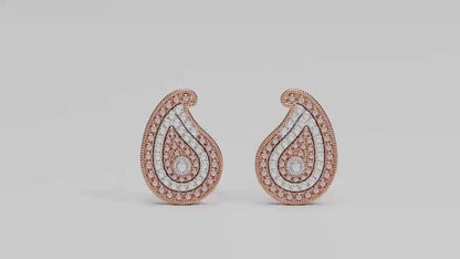 Paisley Pink Diamond Pavé Stud Earrings | 18ct Rose Gold