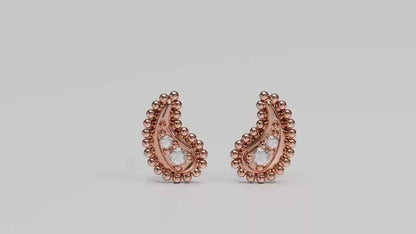 Paisley Diamond Stud Earrings | 18ct Rose Gold