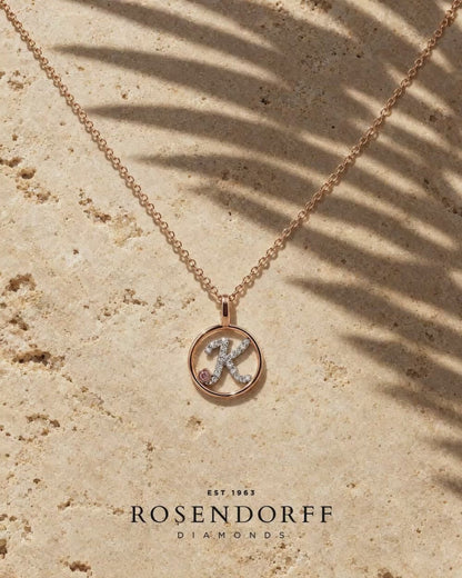 Circle Initial Pendant with Signature Pink Diamond
