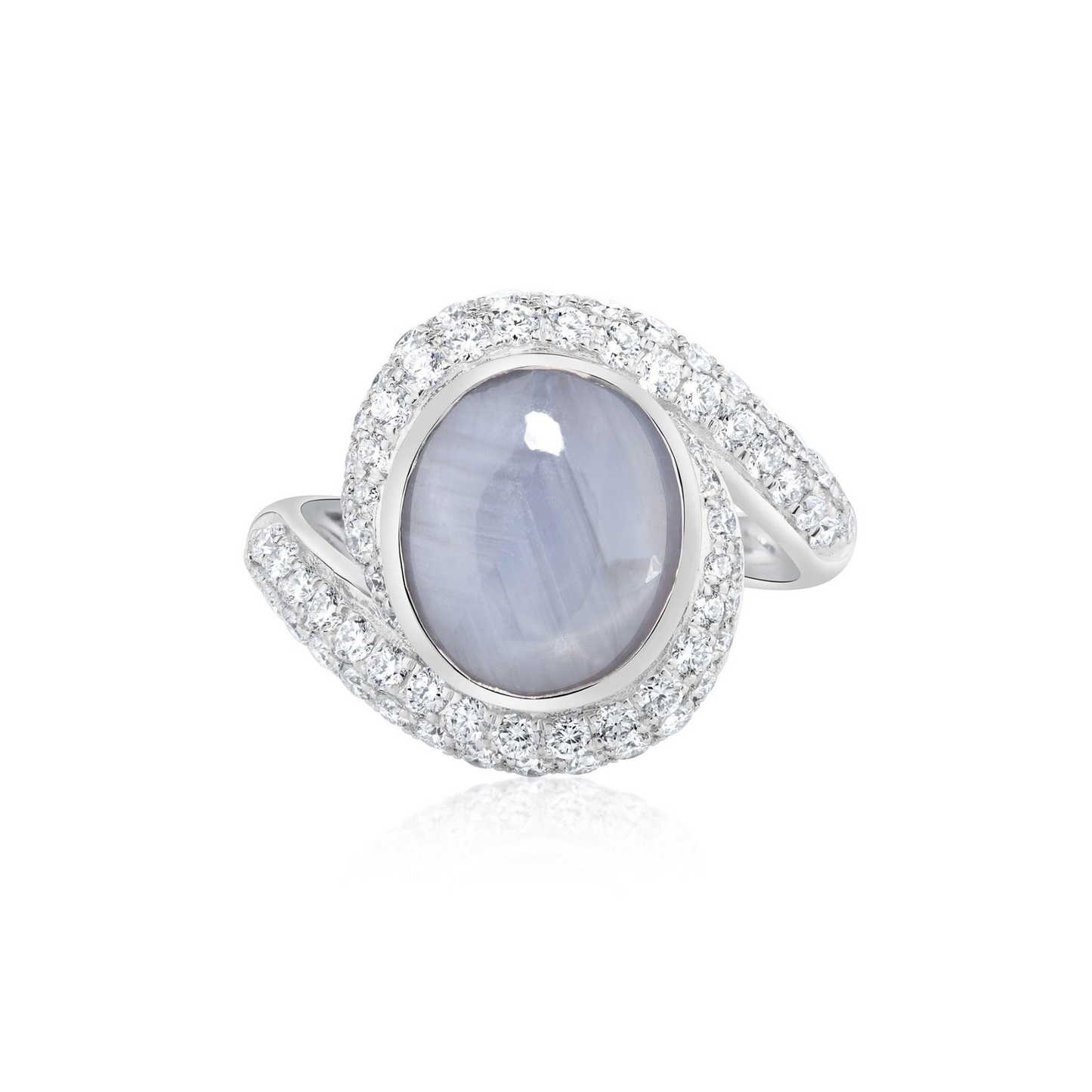 Star Sapphire and Diamond Twist Ring