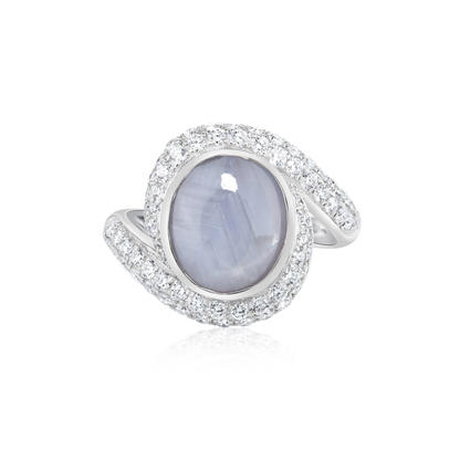 Star Sapphire and Diamond Twist Ring