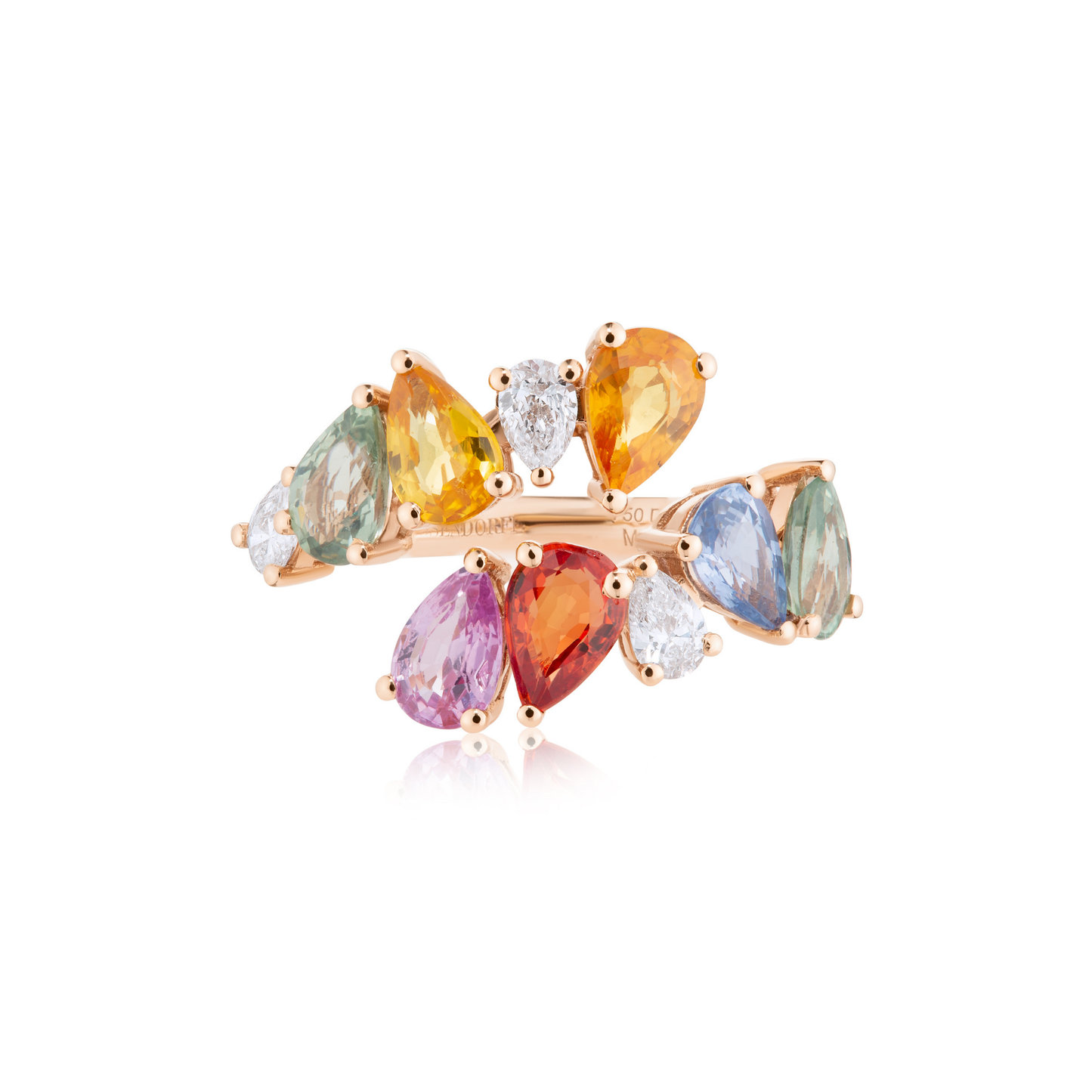 Rainbow Sapphire and Diamond Wrap Ring