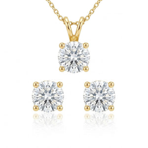 The One Carat Set - Round Matched Diamond Studs & Pendant (1.00ct TCW) Natural Diamonds 14ct Gold