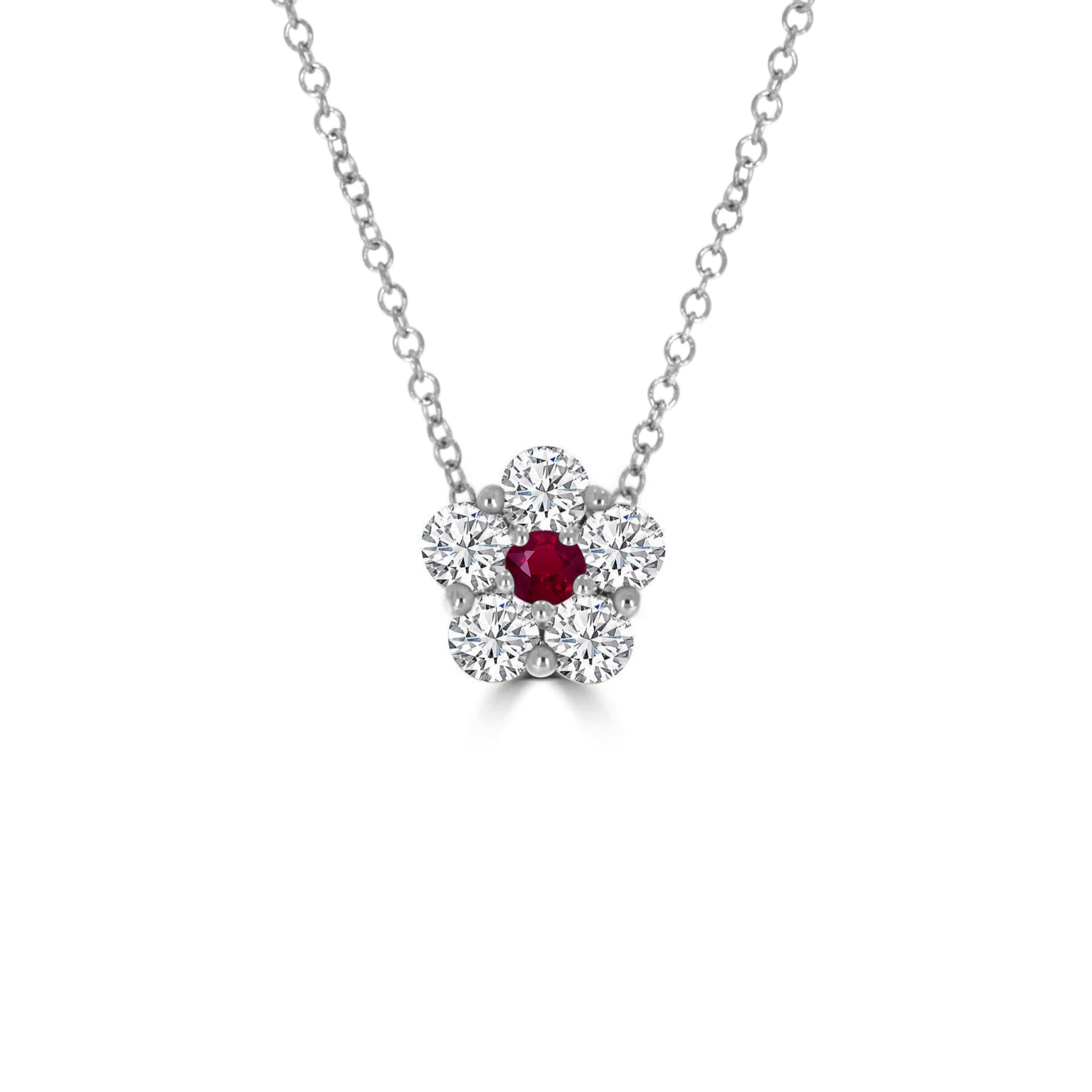 Ruby and Diamond Cluster Pendant