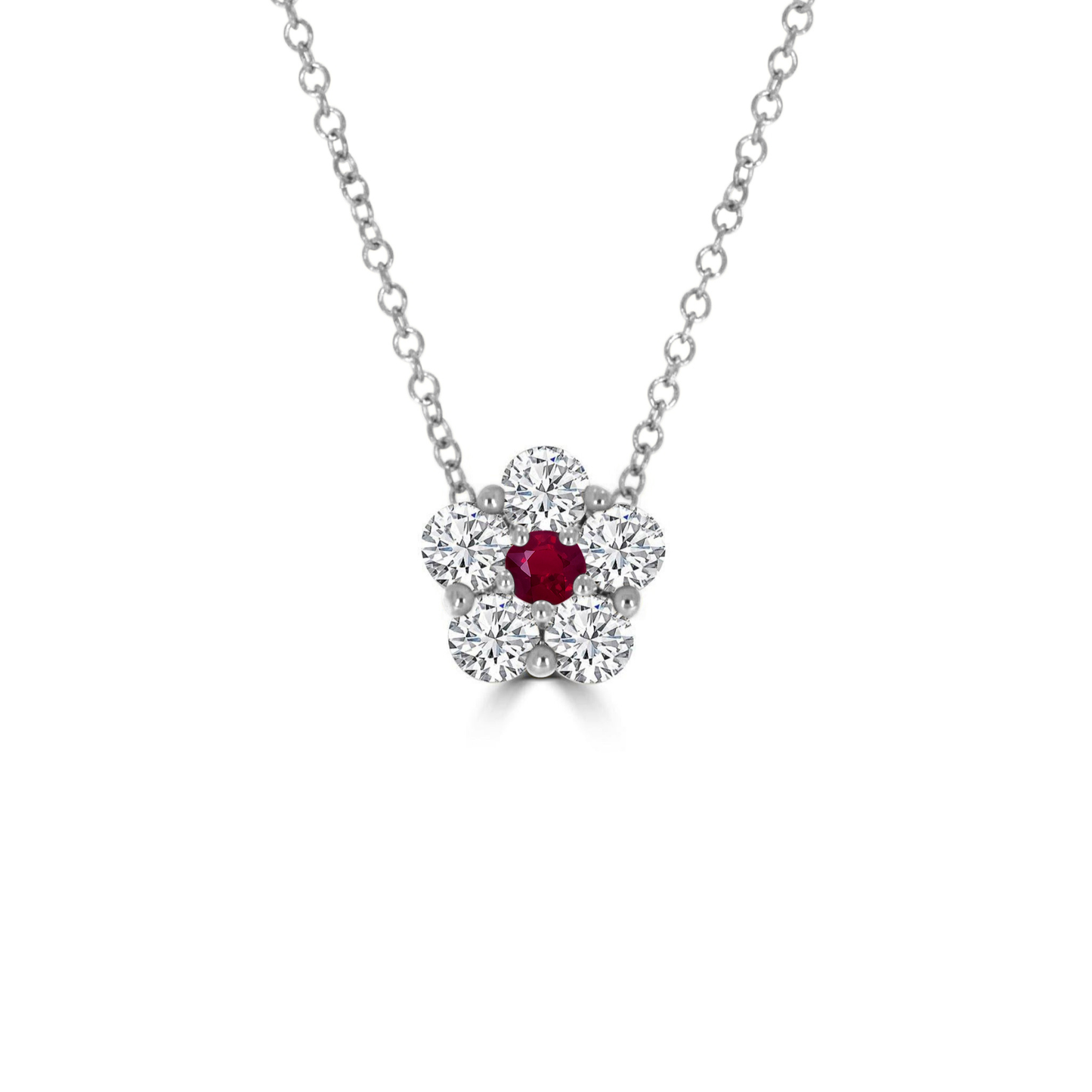 Ruby and Diamond Cluster Pendant