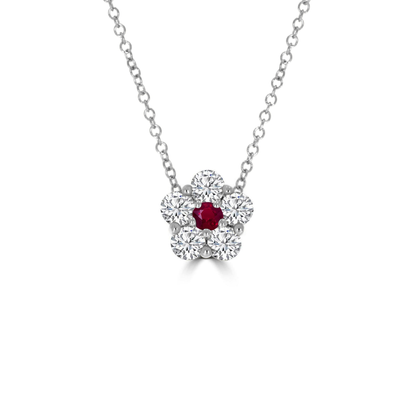 Ruby and Diamond Cluster Pendant