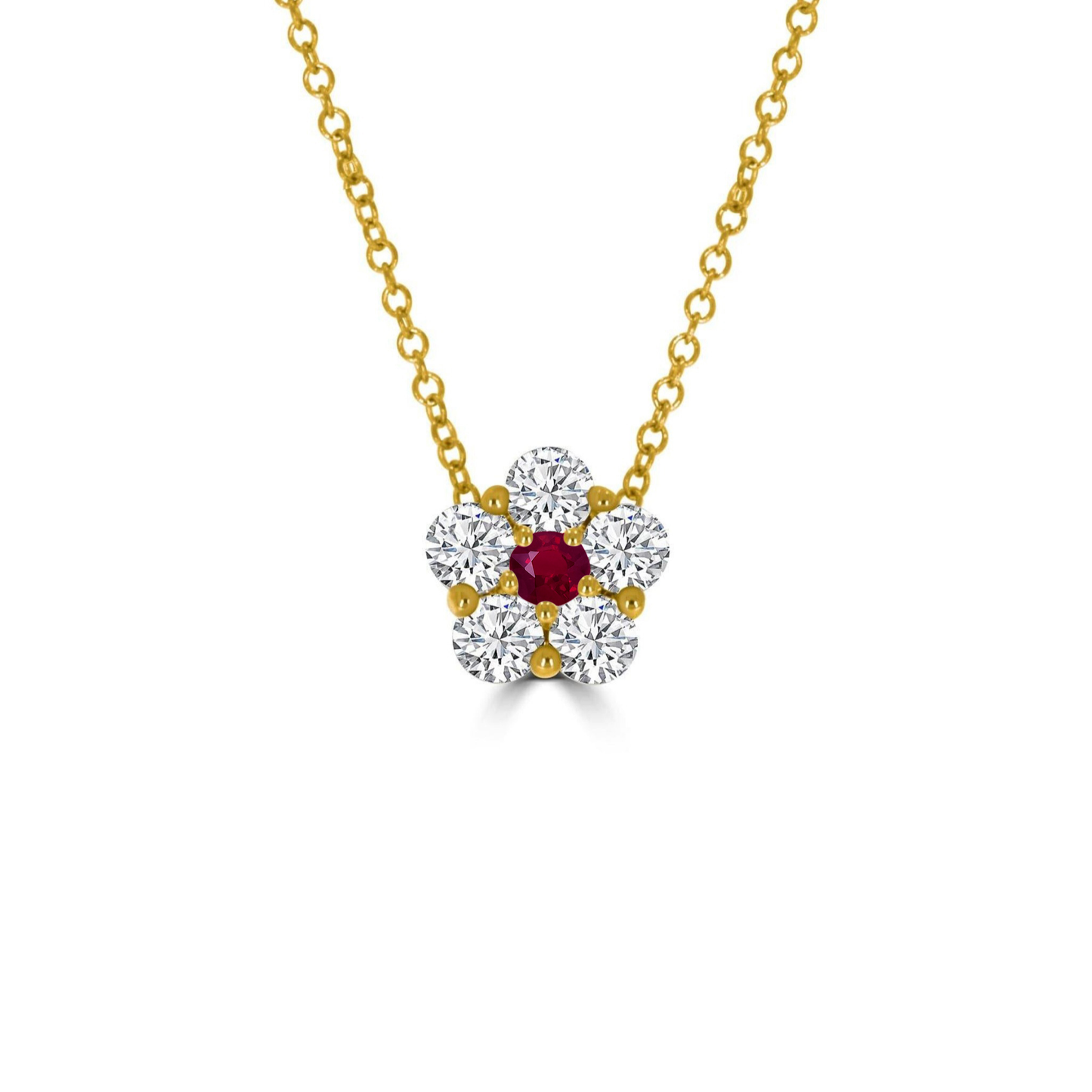 Ruby and Diamond Cluster Pendant