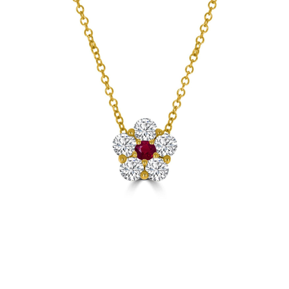 Ruby and Diamond Cluster Pendant