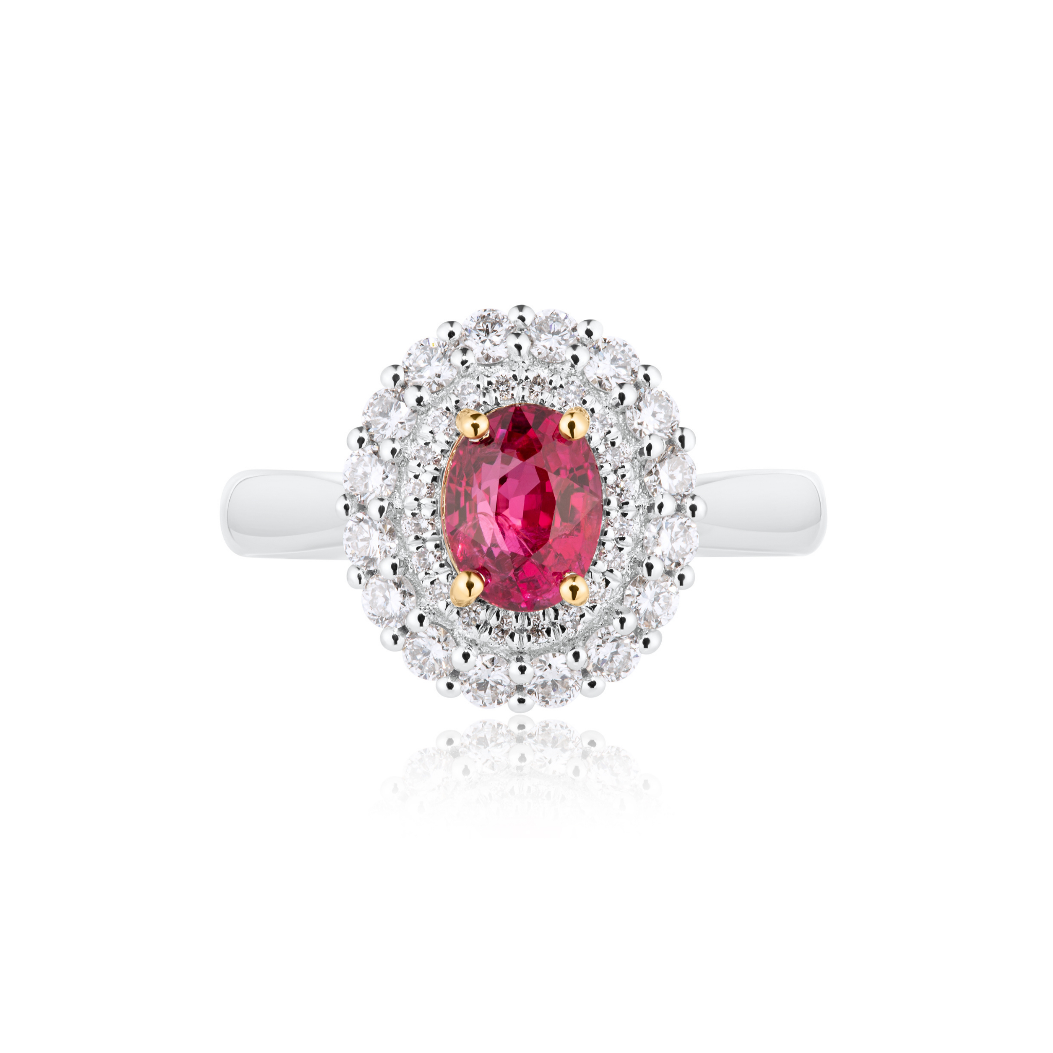 Ruby And Diamond Double Halo Ring