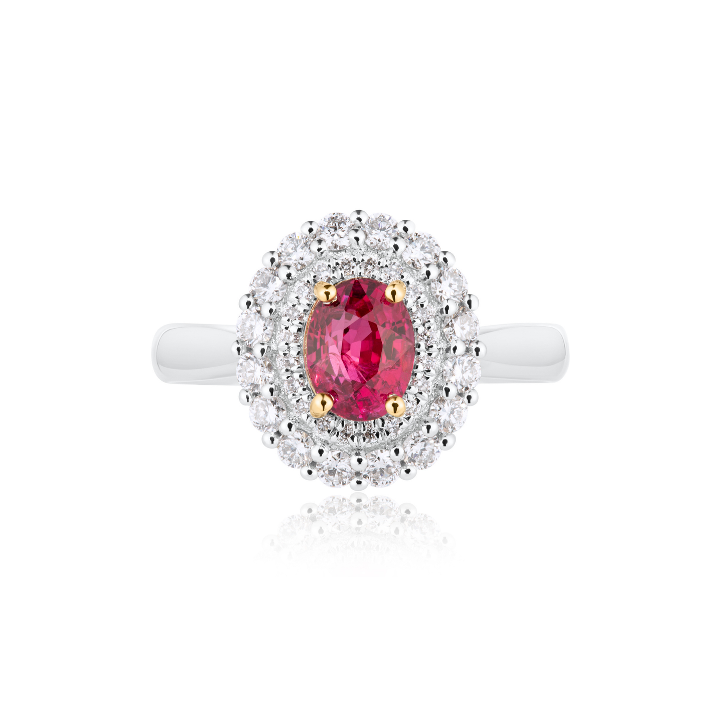 Ruby And Diamond Double Halo Ring