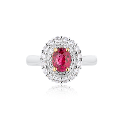 Ruby And Diamond Double Halo Ring