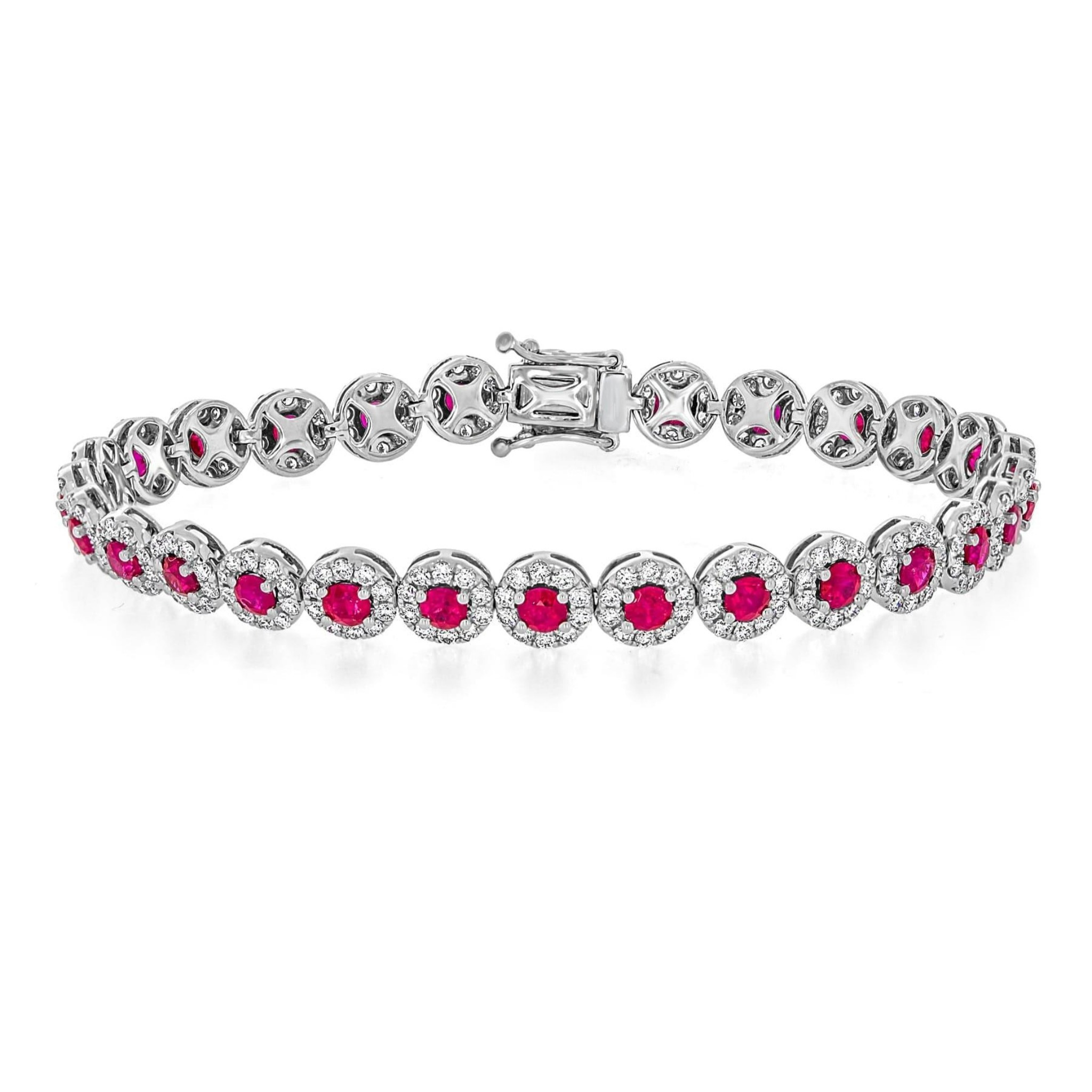 Ruby and Diamond Halo Bracelet